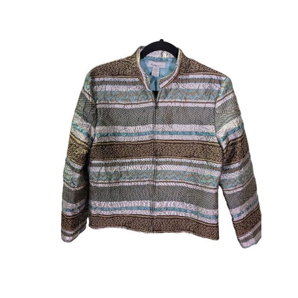 Analogy Women's Petite Multi-Colored Long Sleeve Full-Zip Jacket Size PM - Picture 1 of 5